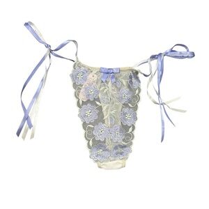 Victoria’s Secret Y2K Floral Lace Thong with Ribbon Ties